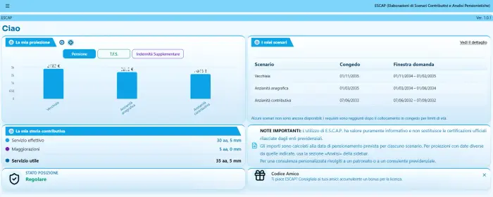 Schermata dashboard principale ESCAP